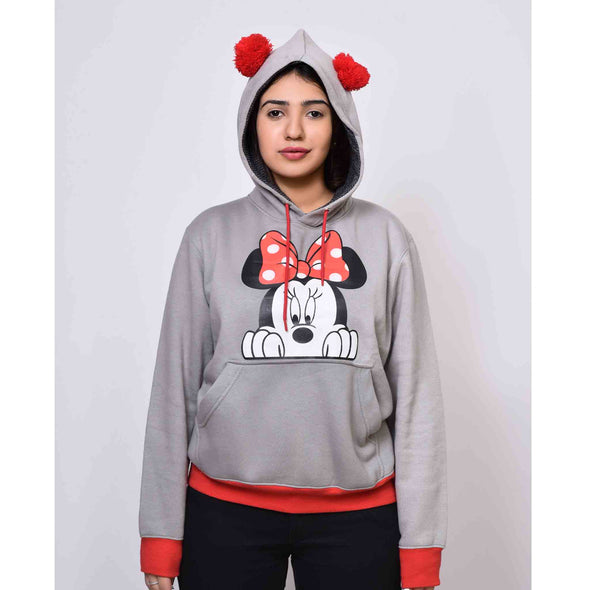 Cute Mickey Mouse Hoodie With POM POM Ears | Red