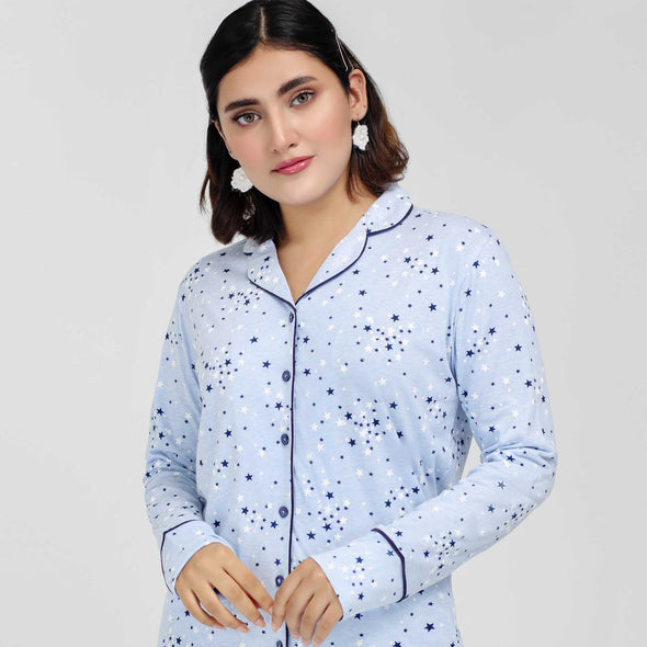 Rotery Print - Light Blue Stars Design