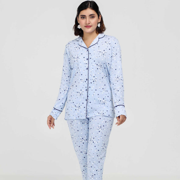 Rotery Print - Light Blue Stars Design