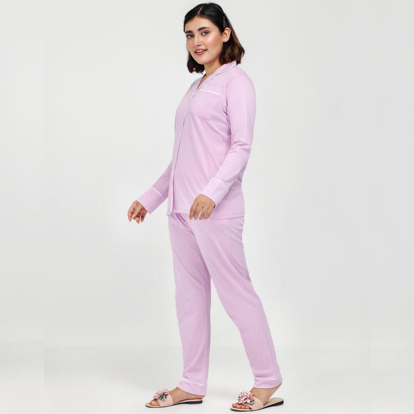 Lilac - Button Down Nightsuit