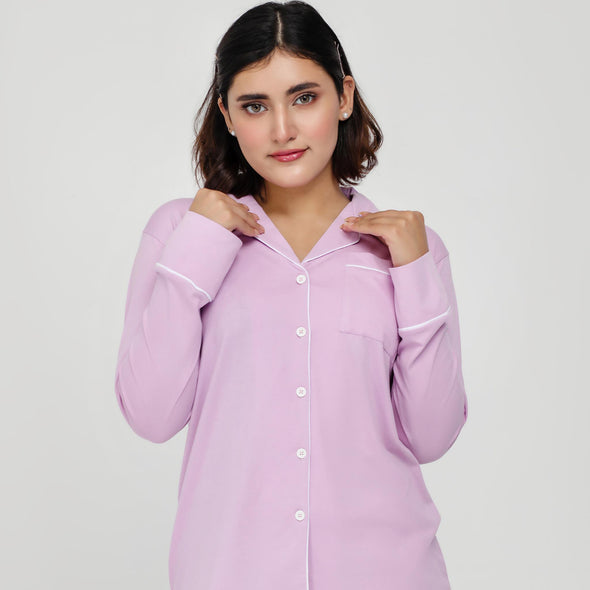 Lilac - Button Down Nightsuit