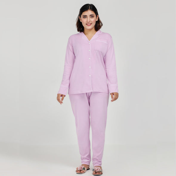 Lilac - Button Down Nightsuit